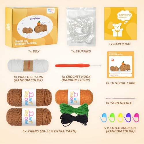 MOREJMTT Crochet kit for Beginners，Knitting kit，Equipped with Step-by-Step Video tutorials, Adult Junior Crochet kit,Crochet Animals kit(2pack Capybara)