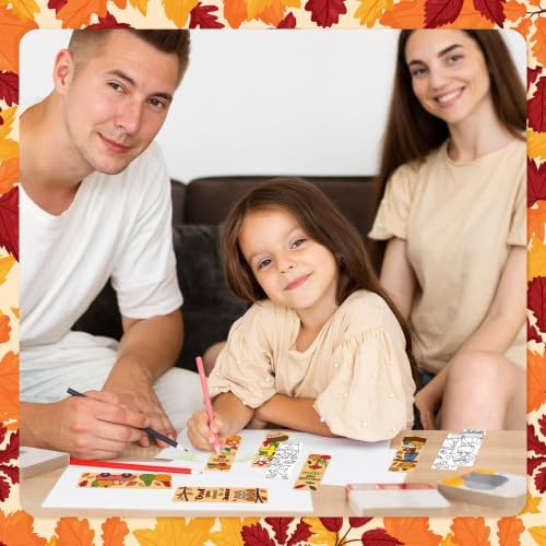 72Pcs Fall Color Your Own Bookmarks, Coloring Blank Bookmarks for Kids