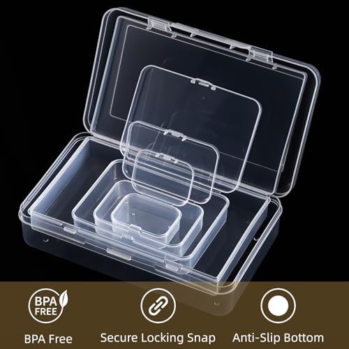 42 Pieces Mixed Sizes Rectangular Empty Mini Clear Plastic Organizer Box