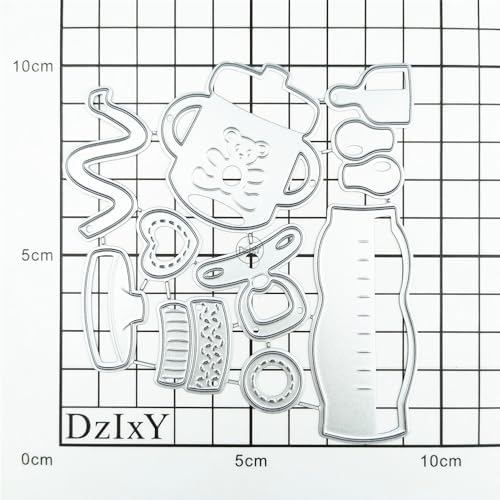 Patchwork Baby Bottles and Water Cups Metal Cutting Dies for Card Making