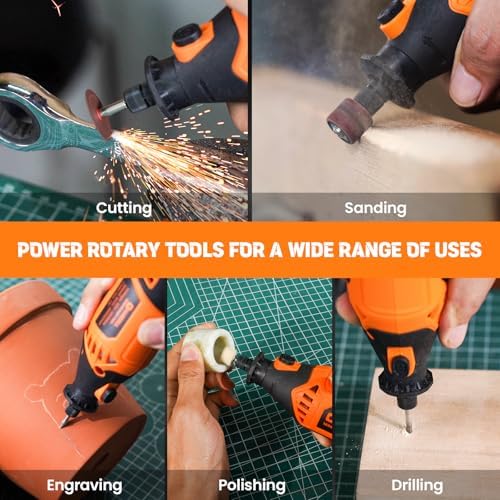 HARDELL 180W Corded Rotary Tool Kit, 8000-35000 RPM 61 Accessories for DIY | Powerful 180W Rotary Tool Kit for Cutting, Sanding, Grinding, Polishing, Engraving & Drilling