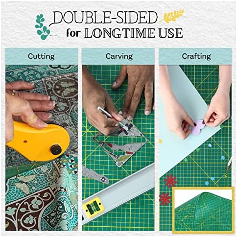 18 x 24 Cutting Mat for Sewing, Self Healing Double Sided Quilting Crafts Mat - Fabric Cutting Mat - Non Slip surface - Rotary Cutting Board Green