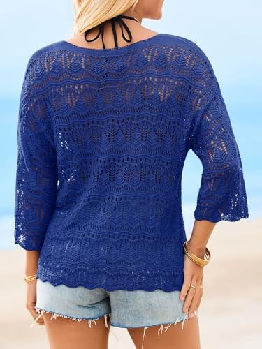 Saodimallsu Womens Crochet Cover Up Sweater Tops
