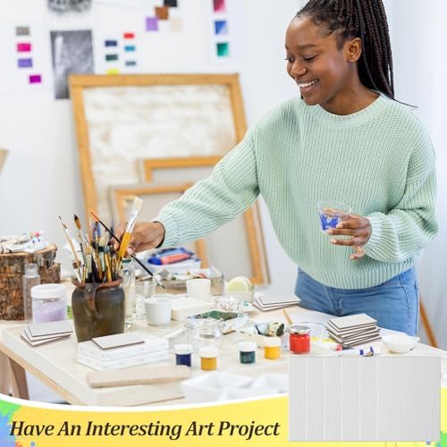 Engrowtic 25 Pcs Mini Magnetic Painting Canvas Panel Mini Canvas Boards for Painting Tile Art for Fridge Locker Art Crafts DIY(Rectangle,3 x 4 in)