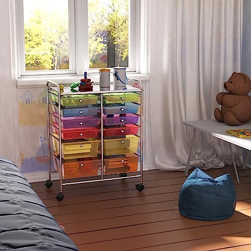 Simple Houseware 12 Drawers Rolling Utility Cart Organizer, Multicolor