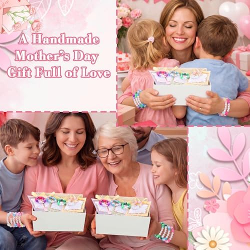 Soulchen 1269 Pcs/24 Sets Mother's Day Beads Bracelets Craft Kit DIY