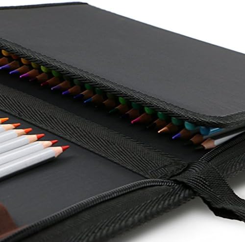 BTSKY Portable Canvas Zippered Colored Pencil Case Large Capacity 72 Slot