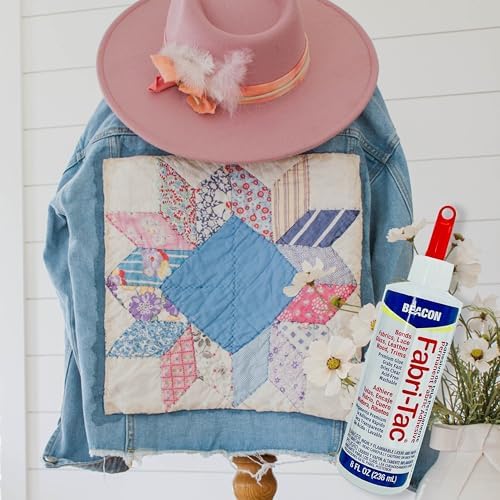 Beacon Fabri-Tac Premium Fabric Glue - Quick Drying, Crystal Clear, Permanent - for Fabrics, Canvas, Lace, Wood and More, 4-Ounce