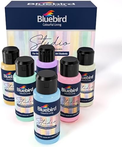 BLUEBIRD Studio Acrylic Paints, Pastel Colors, 6-Pack 3.4 Fl Oz each, Basic Acrylic Paint For DIY Crafts & Beginner Artists