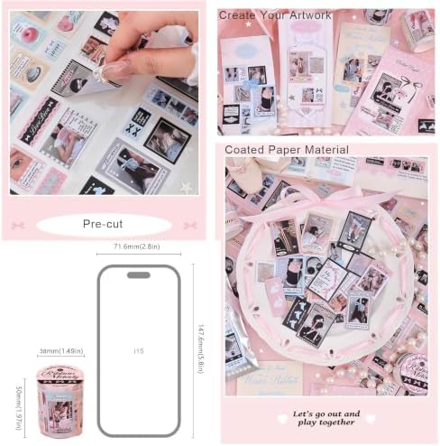 PET Washi Tape Stickers for Journaling Supplies,Phone Journal Tape Stickers