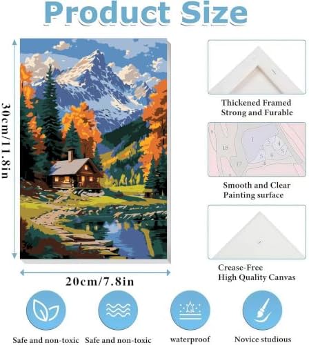 4 Pack Frame Paint by Numbers Kit for Adults, Landscape Paint by Numbers