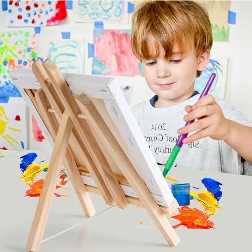 Falling in Art 12 Inch Tabletop Wood Display Easel Stand, 12 Pack | A-Frame Artist Easel for Painting Canvas, Portable Photo, Picture and Sign Holder