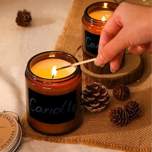 8oz Amber Candle Jars Set of 12,Round Thick Glass Jar with Black Lids