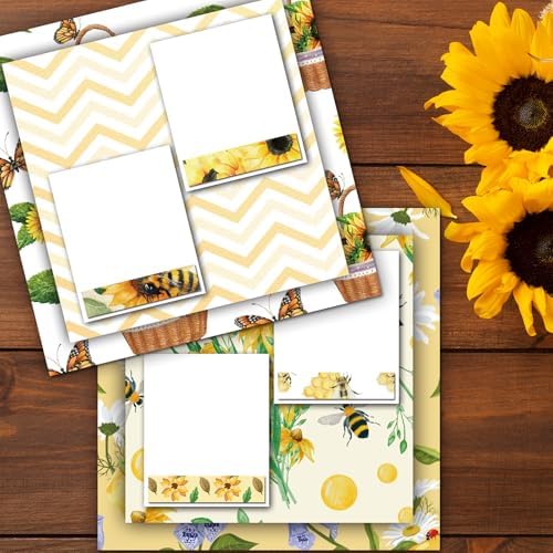 48 Sheets Sunflower Scrapbook Paper,Sunflower Pattern Decorative Scrapbook Paper for Journals DIY Cards and Photo Albums,Aesthetic Craft Supplies