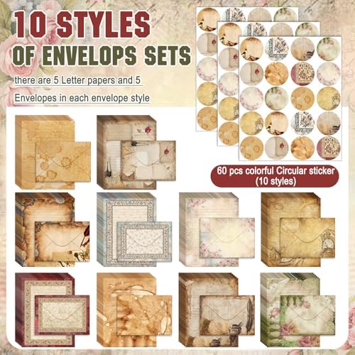 TaoBary 160 Pcs Lace Edged Scrapbook Stationery Paper and Envelopes Set
