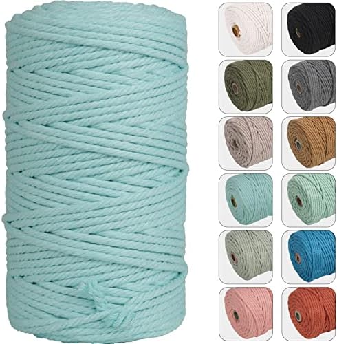 NOANTA 4mm 109yards Macrame Cord, Colored Cotton Macrame Yarn, Light Blue