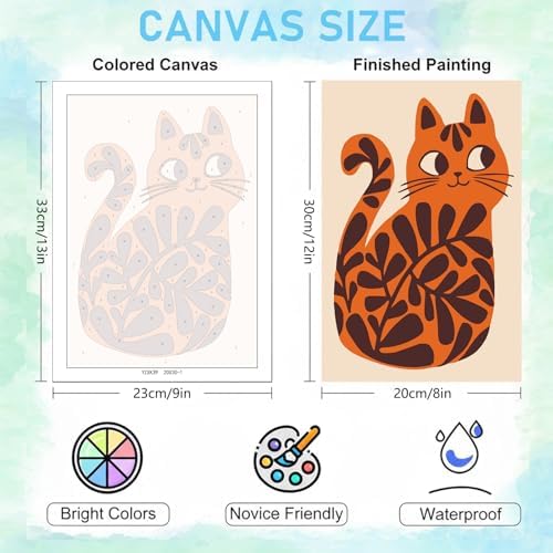 Jethami 6 Pack Cat Paint by Numbers Kit for Adults 8 x12 in | Easy to piant for beginners, Diy art craft, Relaxing & Stress relief, High definition canvas, Home wall decor, Vivid colors