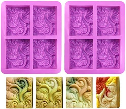2PCS Sea Wave Silicone Soap Molds, 4-Cavity Rectangular | Wave Silicone Molds,for Homemade Soaps,Chocolate Jelly Pudding Mousse Cake Making