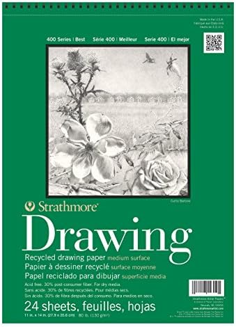 Strathmore 400 Series Recycled Drawing Pad, Medium Surface, 11"x14" Wire Bound, 24 Sheets