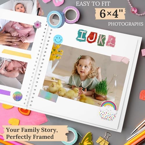 Scrapbook Photo Album 7"x7" 20 Sheets 40 Pages Hardcover Kraft Paper Khaki