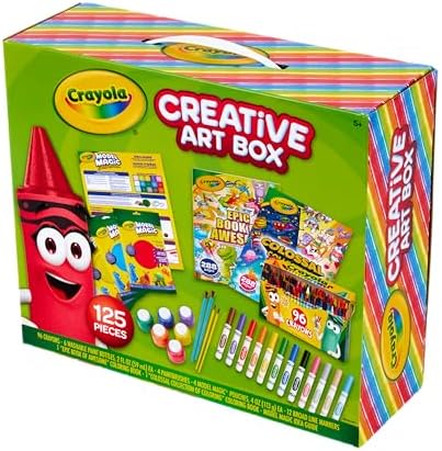 Crayola Art Set for Kids (125pcs), Art Supplies Kit with Giant Coloring Books, Washable Paints, Markers & Storage Box, Gift for Kids, Ages 5+ [Amazon Exclusive]
