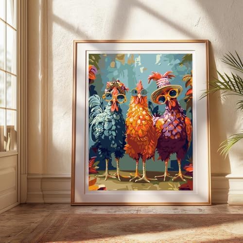 Paint by Numbers Kit for Adults Beginners,Abstract Rock Chicken16x20 inches