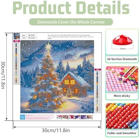 Xylogist Christmas Tree Diamond Art Kits for Adults 12x12Inch