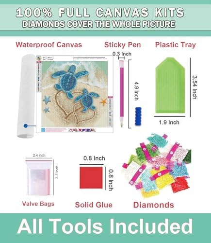 Lophomie Diamond Art Kits for Adults, 5D Sea Turtle Diamond Painting Kits