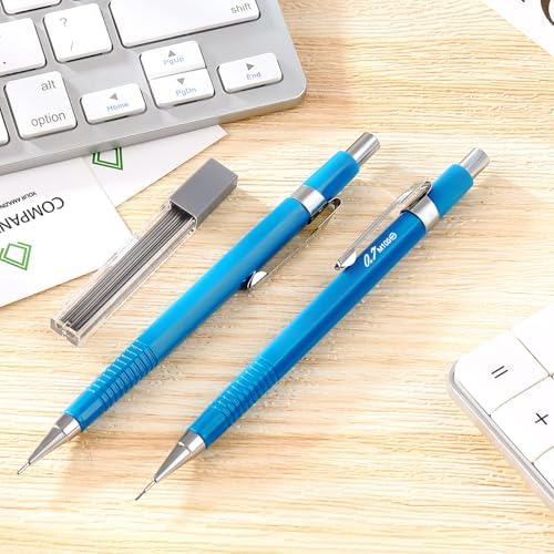 Outus 8 Pcs Metal Mechanical Pencils with Lead Refills, 0.7 mm, Blue