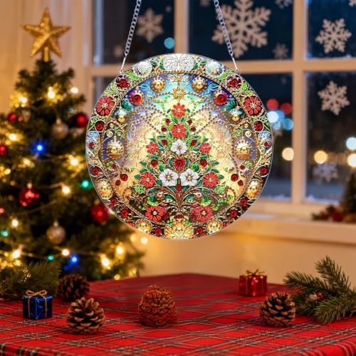 VeGuude Christmas Diamond Art Kits for Adults, DIY Acrylic Hanging Ornament