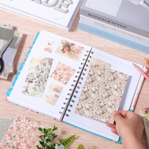 400 Sheets Vintage Scrapbook Paper Assorted, 4 Color Mixed Craft Papers, Premium Special Textured Set, Multipurpose DIY Supplies for Scrapbooking Junk Journaling Handmade Art Projects