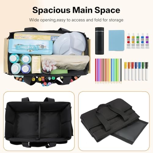 Craft Organizer Tote Bag, Art Storage Caddy with Multiple Pockets