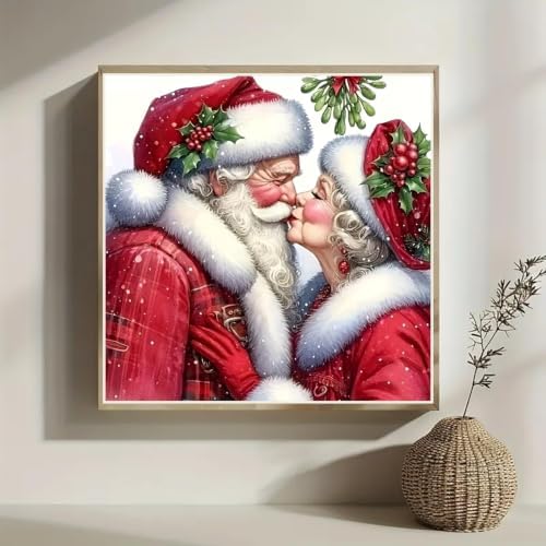 Mr. And Mrs. Santa Diamond Painting Kit, Diamond Art Painting Kits for Adults, Rhinestones Diamond Painting, Gem Art Diamond Dots Crafts for Beginners DIY, Home Wall Christmas Decor Gift, 12x12inch