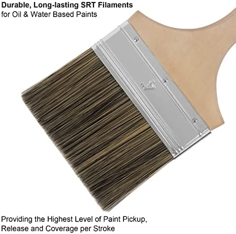 Double Thick Chip Paint Brush, 6 Pack, 4 inch / 100mm Stain Brushes for Painting Walls and Fence Staining, Wooden Handle Masonry Paintbrush for Varnish, Paste, Gesso and Limewash