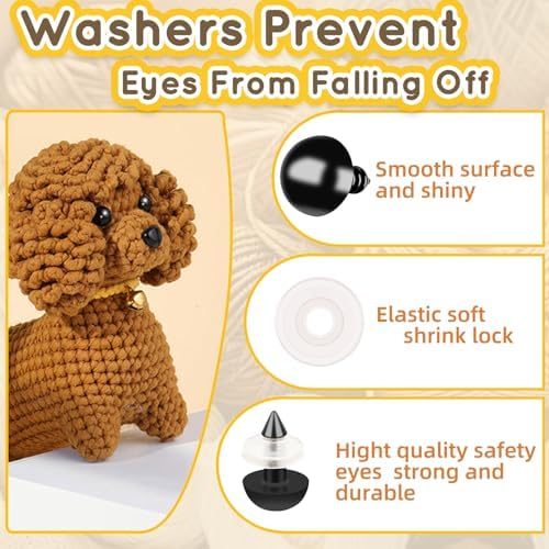 400Pcs Safety Eyes for Crochet Eyes Amigurumi， 8mm Safety Eyes for Stuffed Animals, 200pcs Washers whth 200pcs Plastic Craft Eyes for Crocheting Doll Eyes Making
