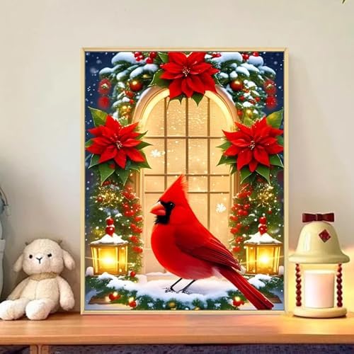 CRZMODE Christmas Paint by Numbers Kit for Adults, Cardinal Paint by Numbers for Adults, Acrylic Painting Crafts for Home Decor Gift (16x20inch)