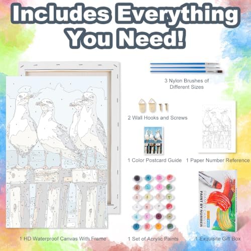 Kalonyth Seagull Framed Paint by Numbers Kit for Adults Beginner 8x12 inch