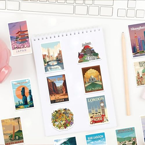 100Pcs Vintage World Map Stickers Set