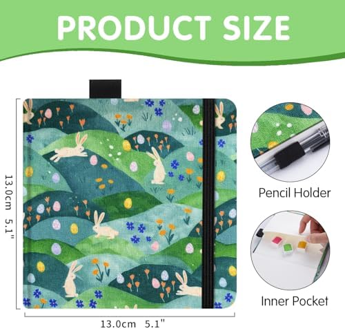 Watercolor Sketchbook,5 x 5 inches Hardcover Journal Art Sketchbook,30 Sheets 140lb/300gsm Acid-Free Drawing Paper,Small Travel Mixed Media Notebook for Beginners Artists,Hill Rabbit
