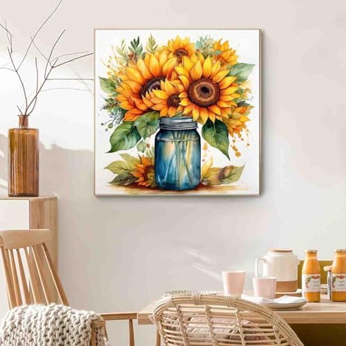 Sunflower Paint by Numbers Kit for Adults Beginners 15.7X15.7 Inch