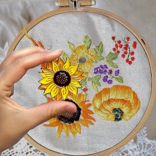 Needle Minder for Keeping Sewing & Embroidery Needles – Magnetic Needlepoint Holder, Cross Stitch Supplies – Secure & Decorative Needle Minders for Stitching & Crafting (Sunflower)