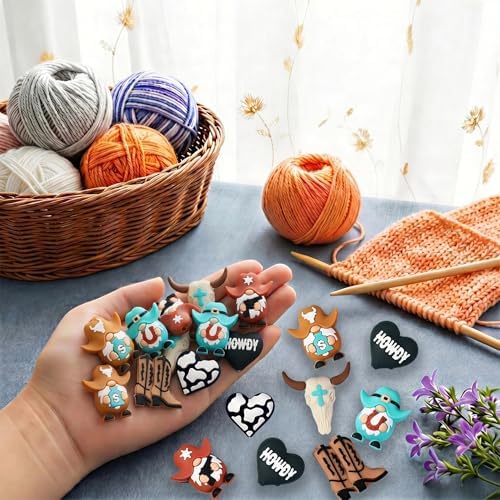 ZZXLLRO 9Pcs Cowboy Knitting Needle Stoppers Silicone Point Protectors Accessories Fit Size 2.5-13 (3mm-9mm) for All Different Needle Materials