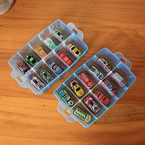 Sooyee 7 Layers Stackable Storage Container, 70 Adjustable Compartments Stackable Storage Container for Kids Toys, Art Crafts, Jewelry, Supplies, Mini Case & Letter Sticker Included,Blue