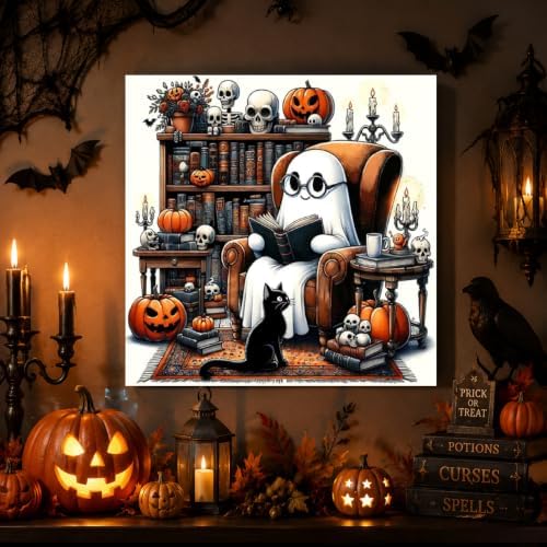 Ghost Paint by Numbers Kit for Adults Beginner with Framed 10x10 Inch
