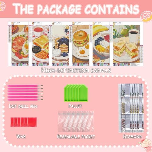 DOTSOPS 5D Food-Themed Diamond Painting Kits for Adults Diamond Art Kits