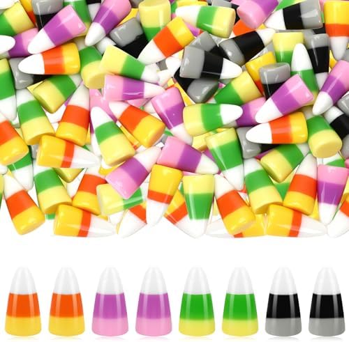 JUNEBRUSHS 50 Pcs Halloween Resin Corn for Halloween Party Crafts Decorations