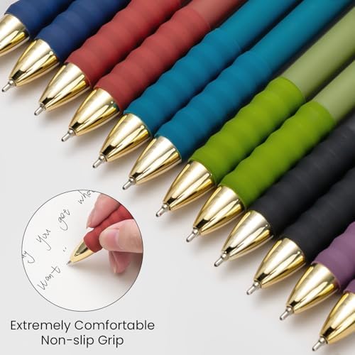 Aisibeiger Ballpoint Pens Black Ink Medium Point 1.0mm, Vintage 12-count