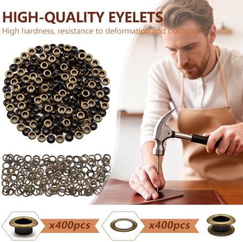 SEMINI 400 Sets 4mm Bronze Grommet Eyelet Kit for Fabric Leather Crafts