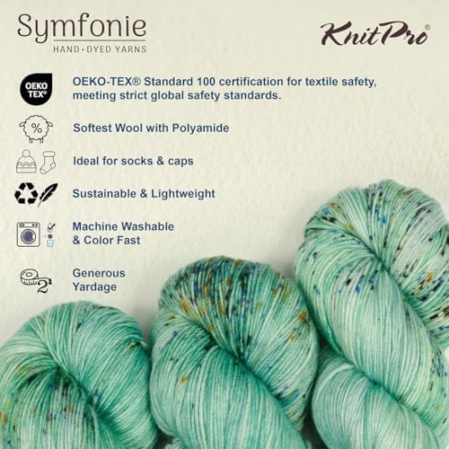 KnitPro Symfonie Fingering Weight Merino Wool Yarn 100g, Mint Sky