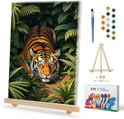 SmartEZ Paint by Numbers Kit for Adults with Frame, Tiger Paint by Number